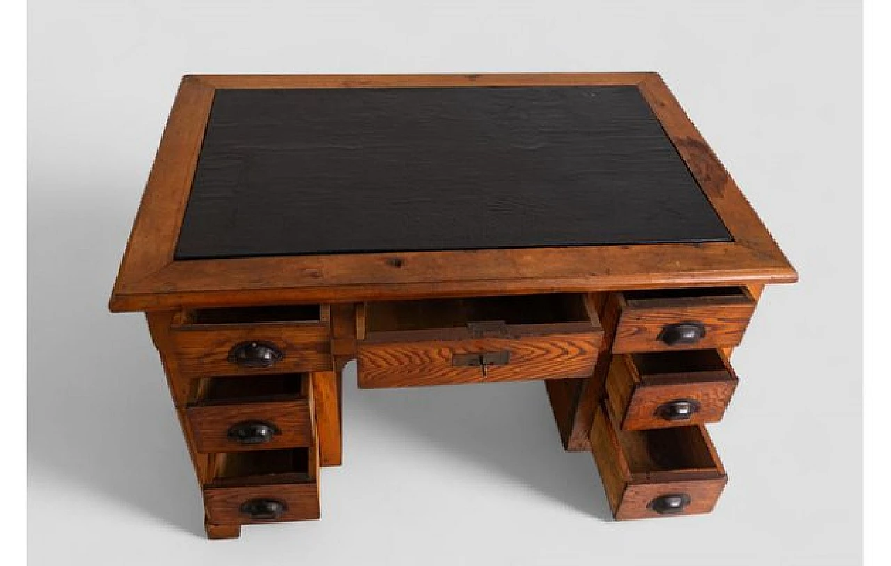 Ministerial desk in oak with vinyl leather top, 1940s 4