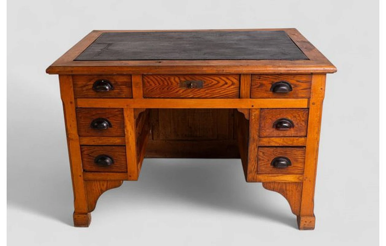 Ministerial desk in oak with vinyl leather top, 1940s 8