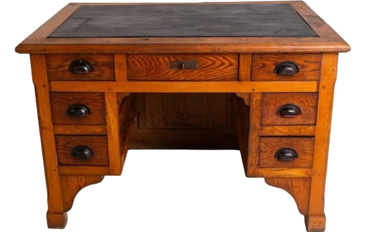 Ministerial desk in oak with vinyl leather top, 1940s 9