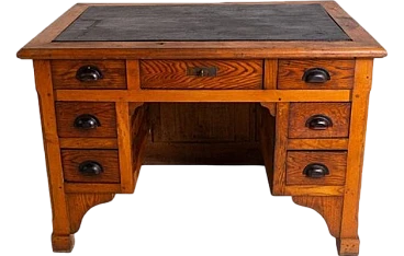 Ministerial desk in oak with vinyl leather top, 1940s