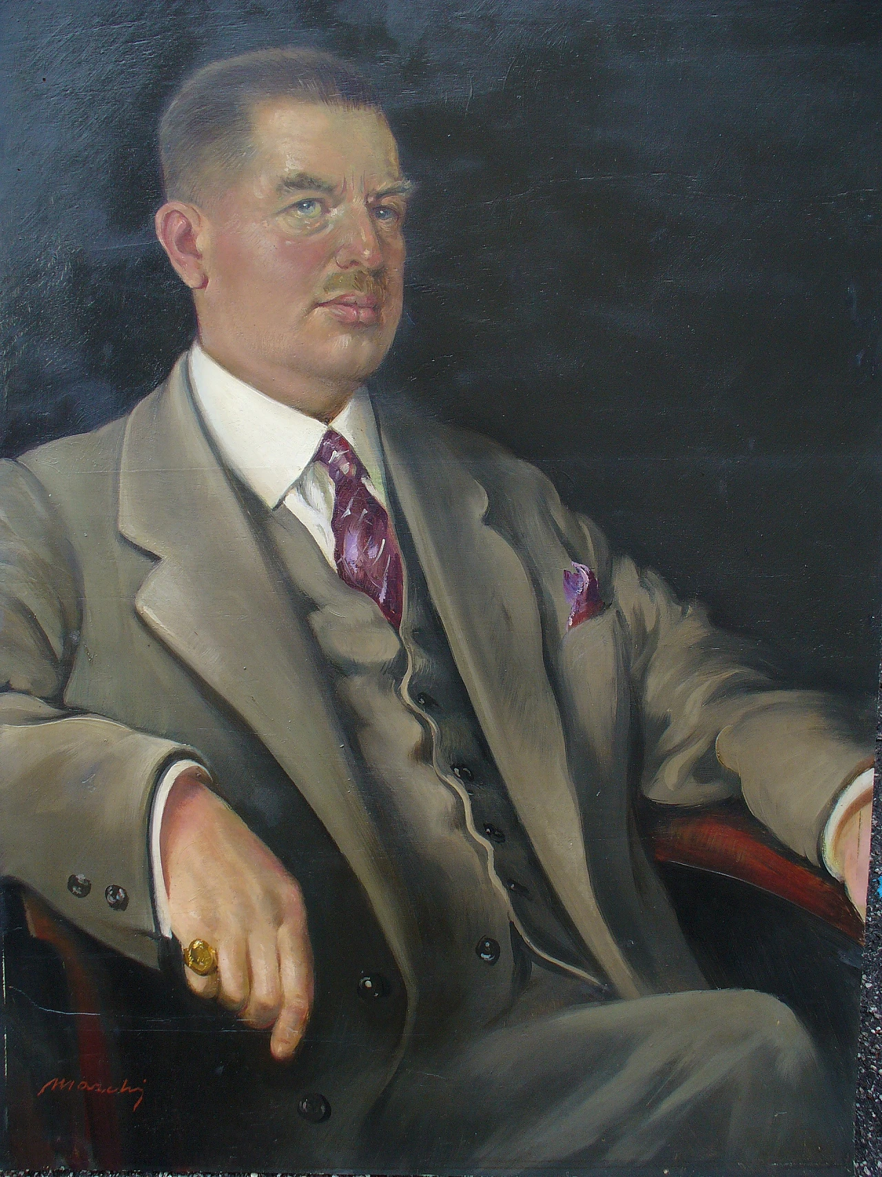 Portrait of Nobleman signed Marchi, oil on panel, 1930s 11