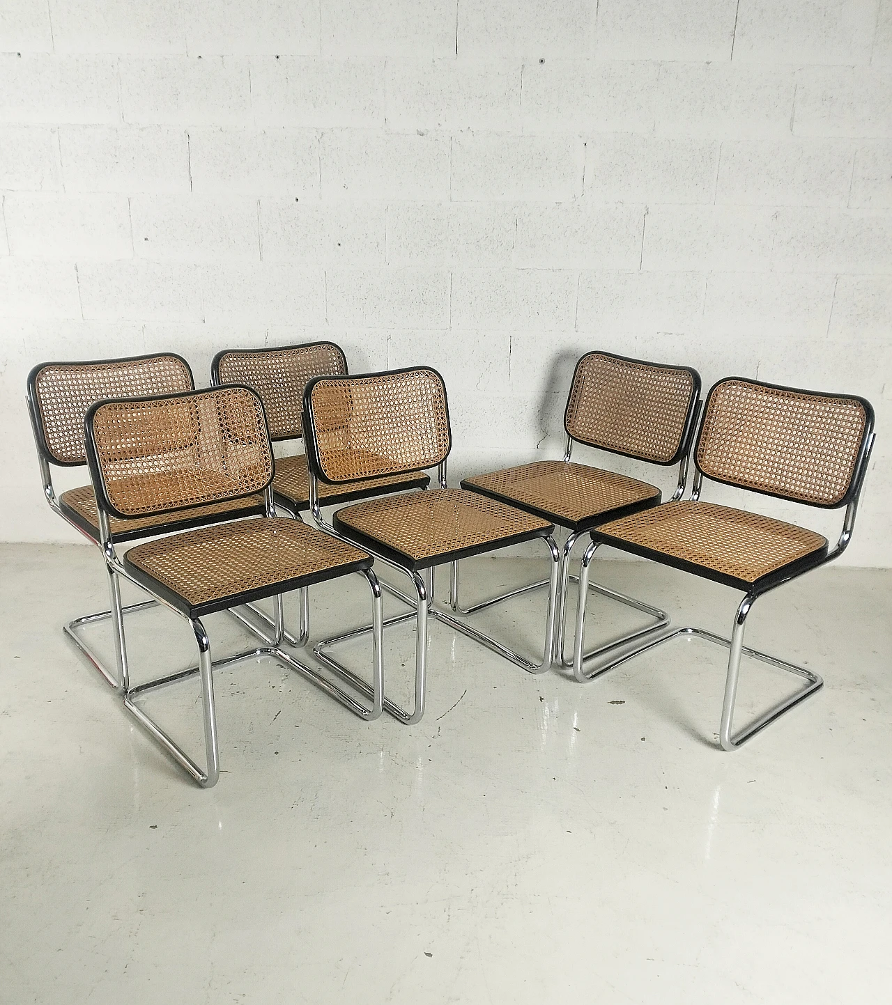 6 Cesca Chairs by Marcel Breuer for Gavina in Vienna straw, 1960s 2