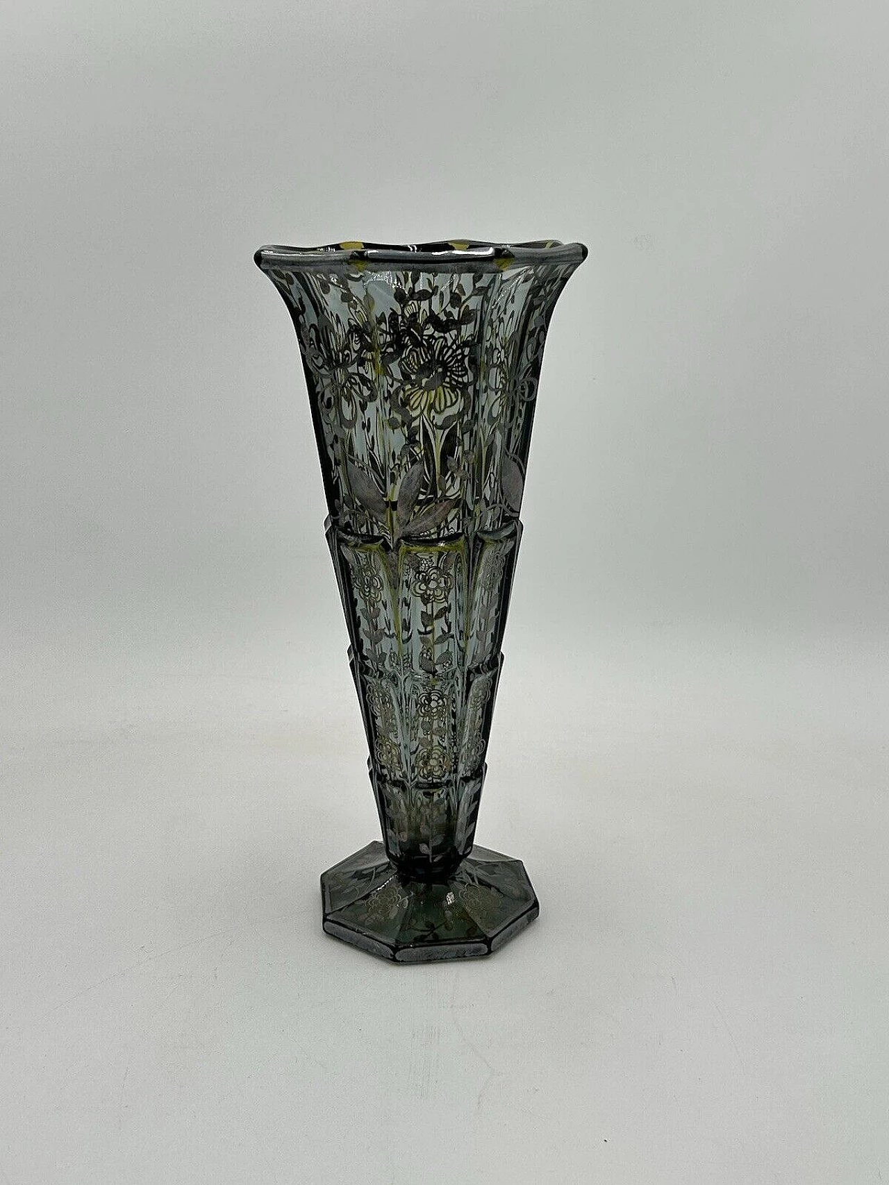 Glass vase with silver decoration, 1930s 1