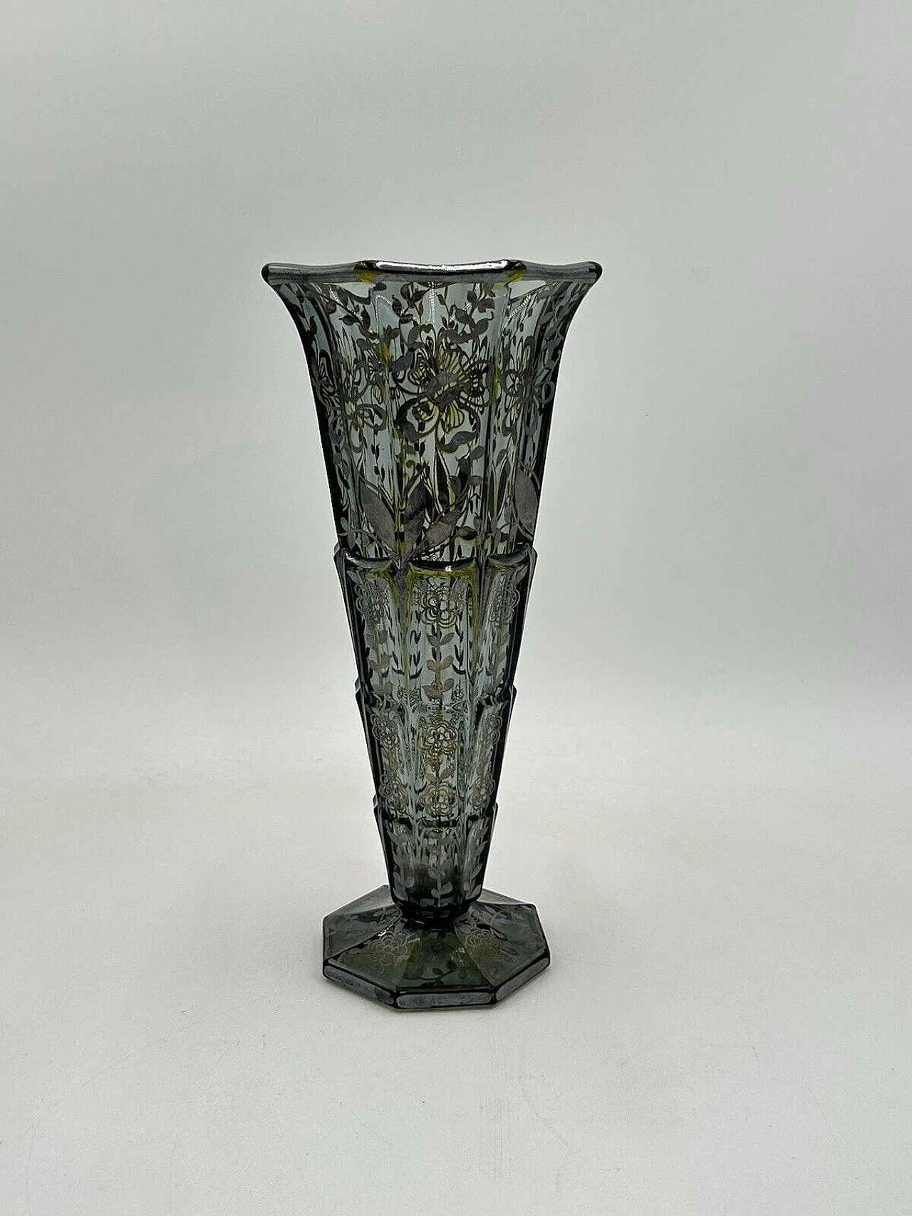 Glass vase with silver decoration, 1930s 4