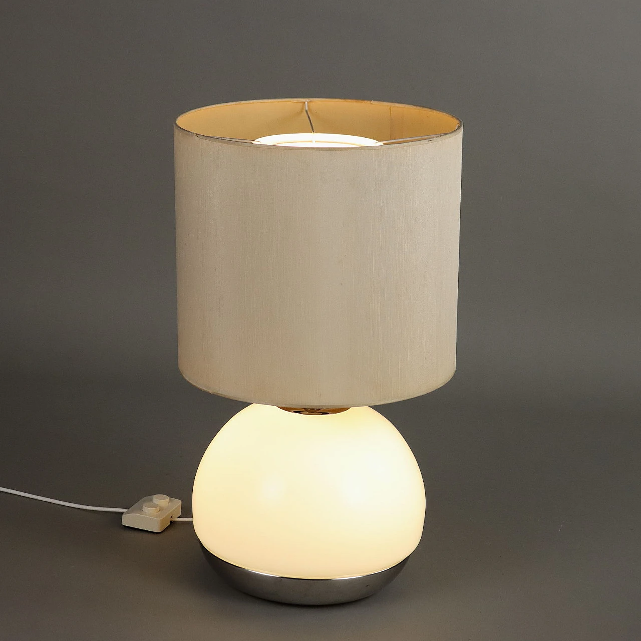 Aluminium, glass and fabric table lamp by Reggiani, 1960s 1