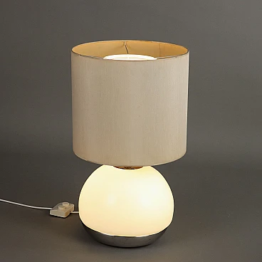 Aluminium, glass and fabric table lamp by Reggiani, 1960s