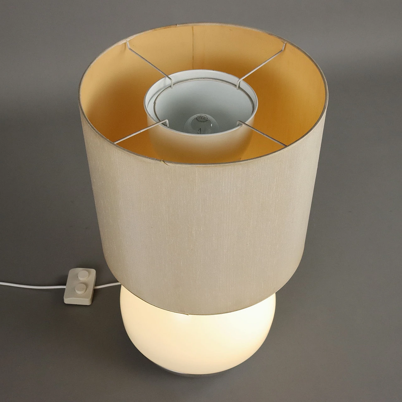 Aluminium, glass and fabric table lamp by Reggiani, 1960s 3