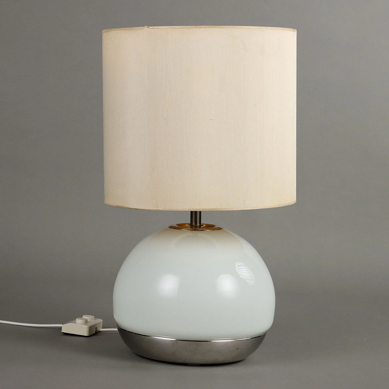 Aluminium, glass and fabric table lamp by Reggiani, 1960s 4