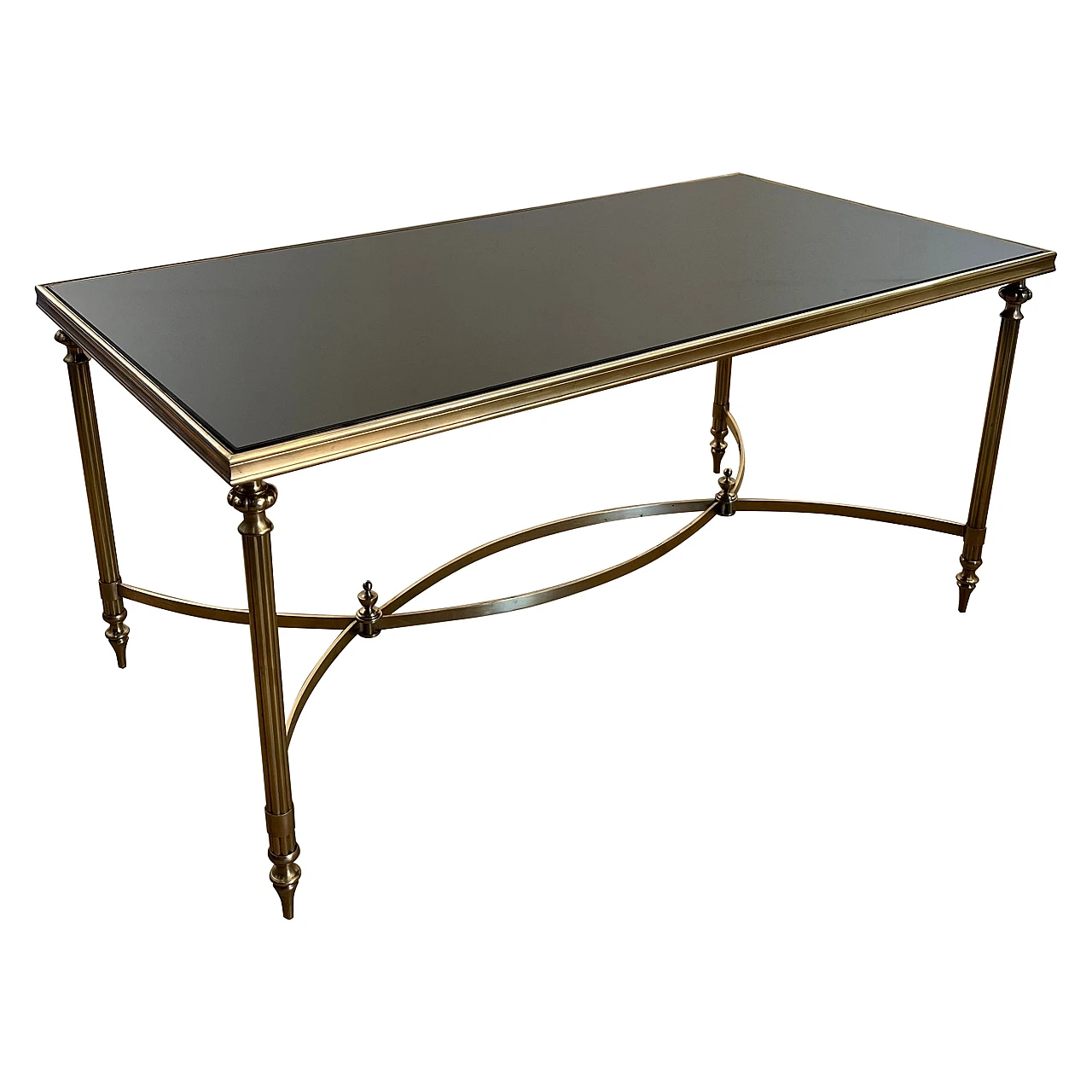 Brass and lacquered glass coffee table by Maison Jansen, 1940s 1