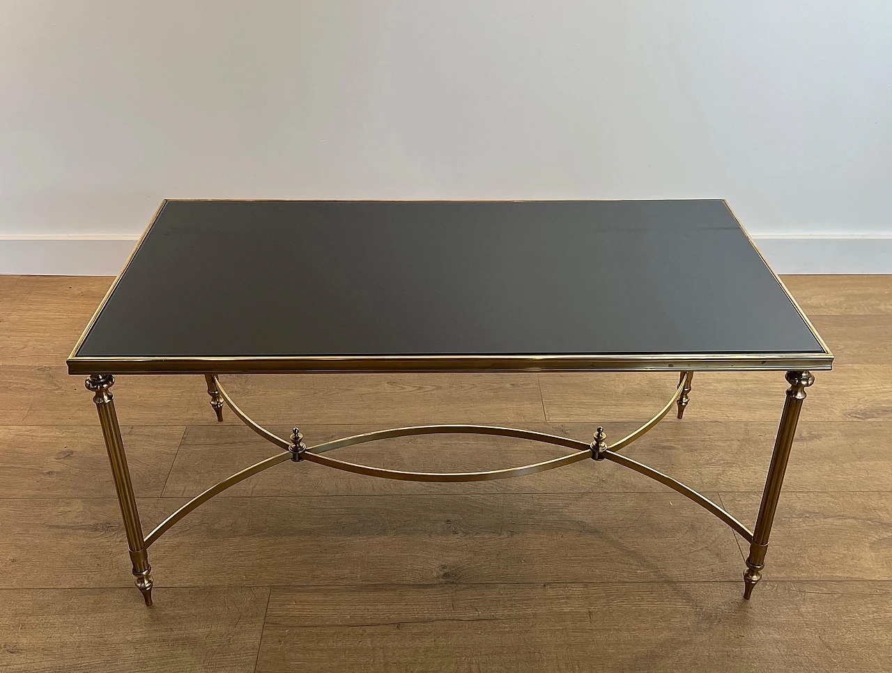 Brass and lacquered glass coffee table by Maison Jansen, 1940s 3