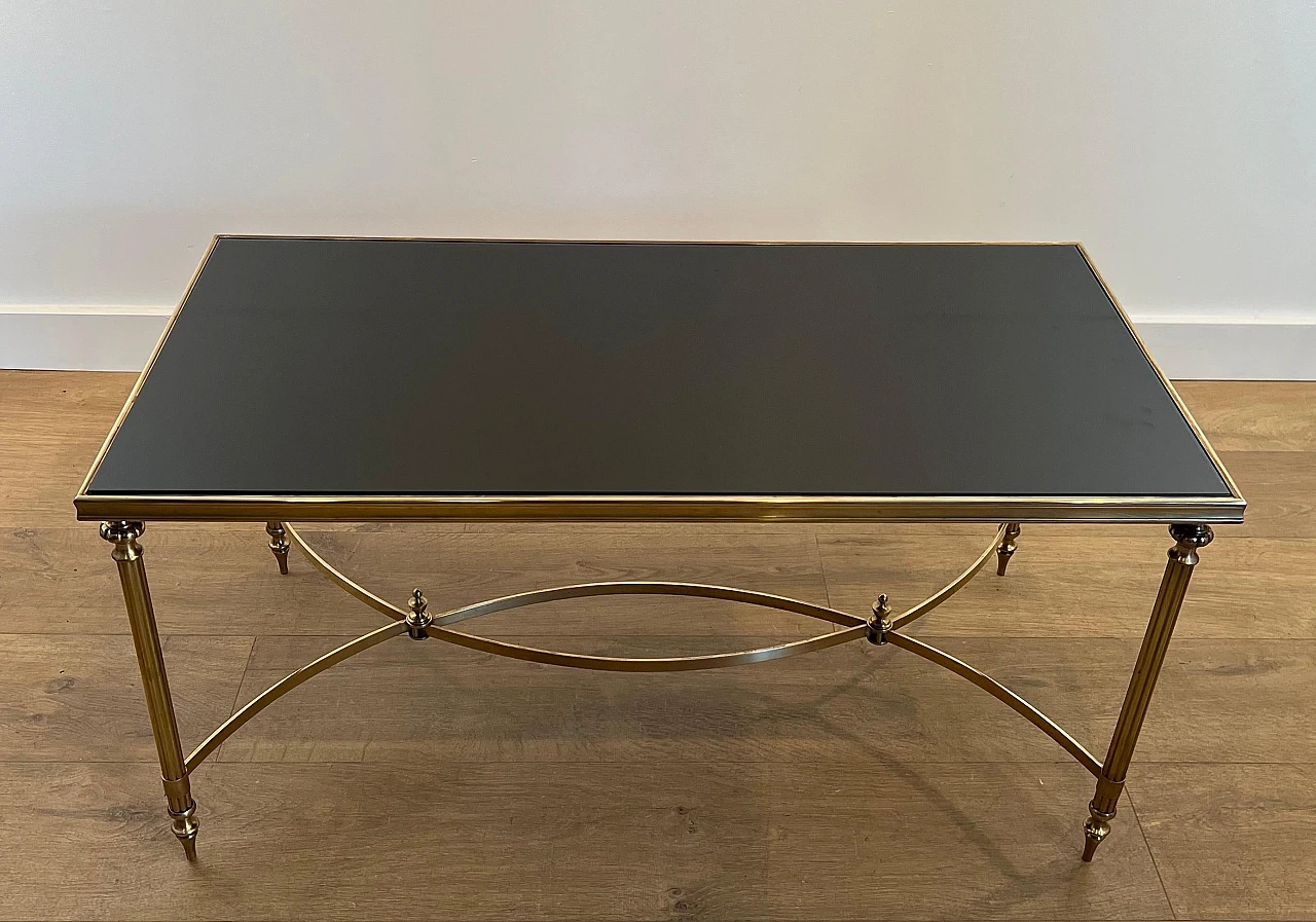 Brass and lacquered glass coffee table by Maison Jansen, 1940s 4