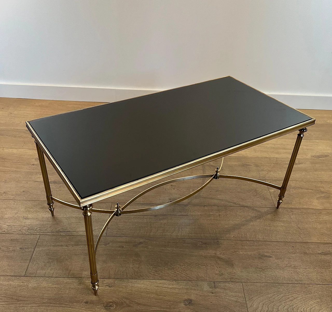 Brass and lacquered glass coffee table by Maison Jansen, 1940s 6