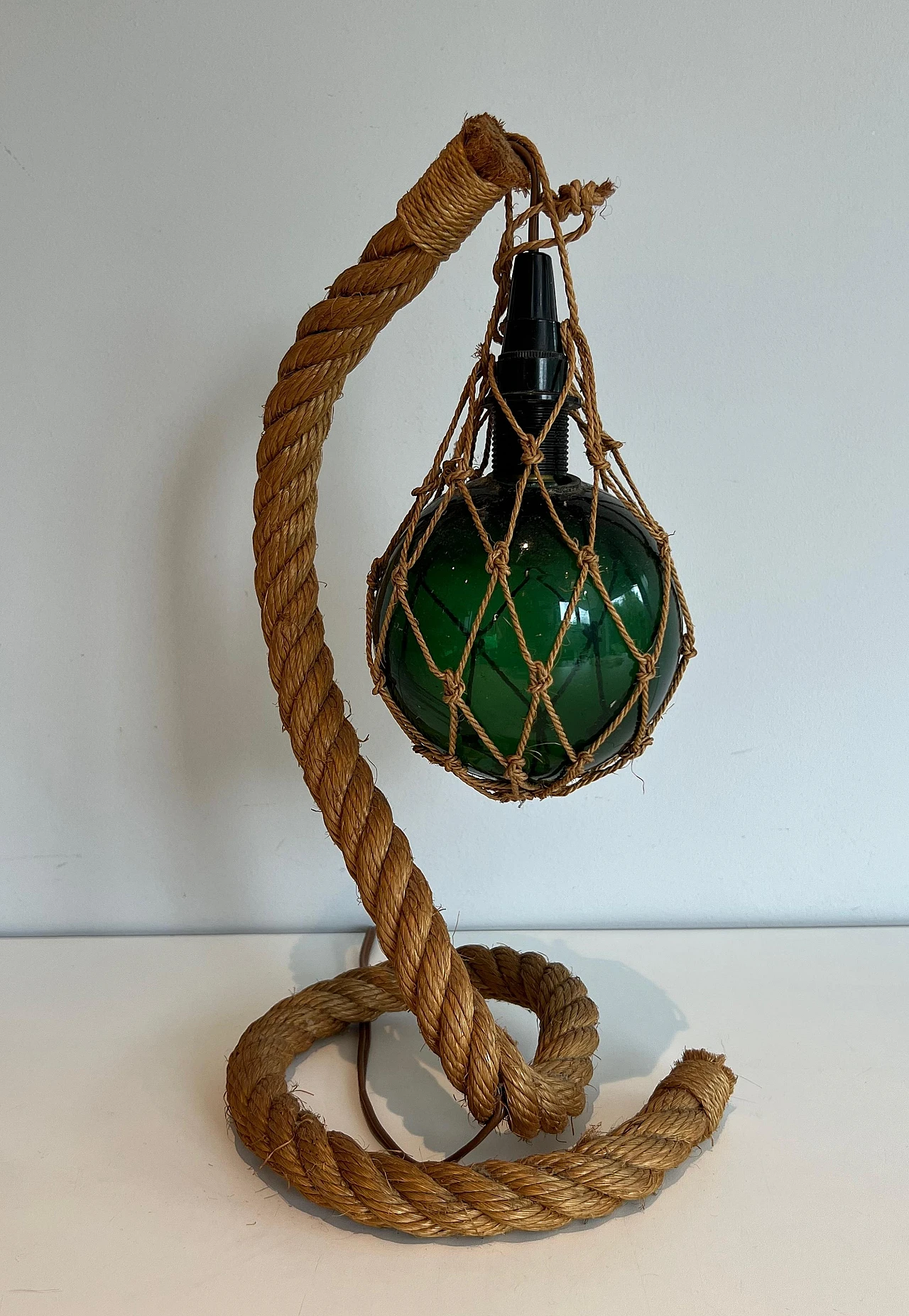 Rope and glass lamp by Adrien Audoux & Greene Minet, 1950s 2