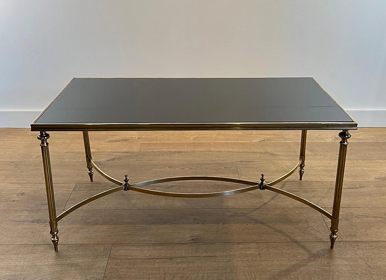 Brass and lacquered glass coffee table by Maison Jansen, 1940s 12