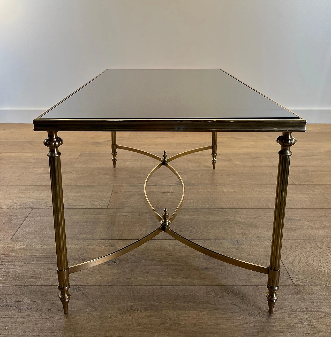 Brass and lacquered glass coffee table by Maison Jansen, 1940s 16