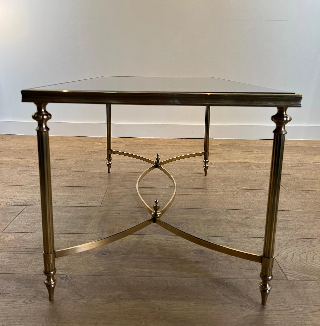 Brass and lacquered glass coffee table by Maison Jansen, 1940s 17