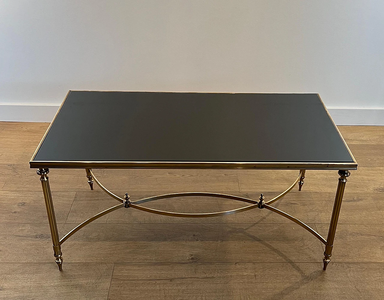 Brass and lacquered glass coffee table by Maison Jansen, 1940s 19