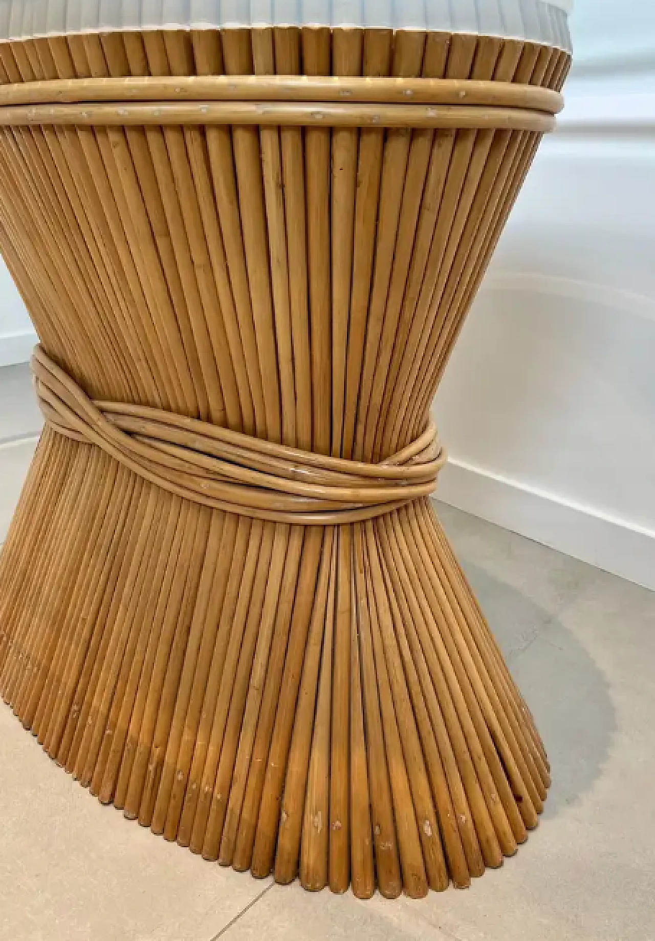 Elinor Mc Guire, Wheat Sheaf table, glass top and bamboo base, 1970s 7