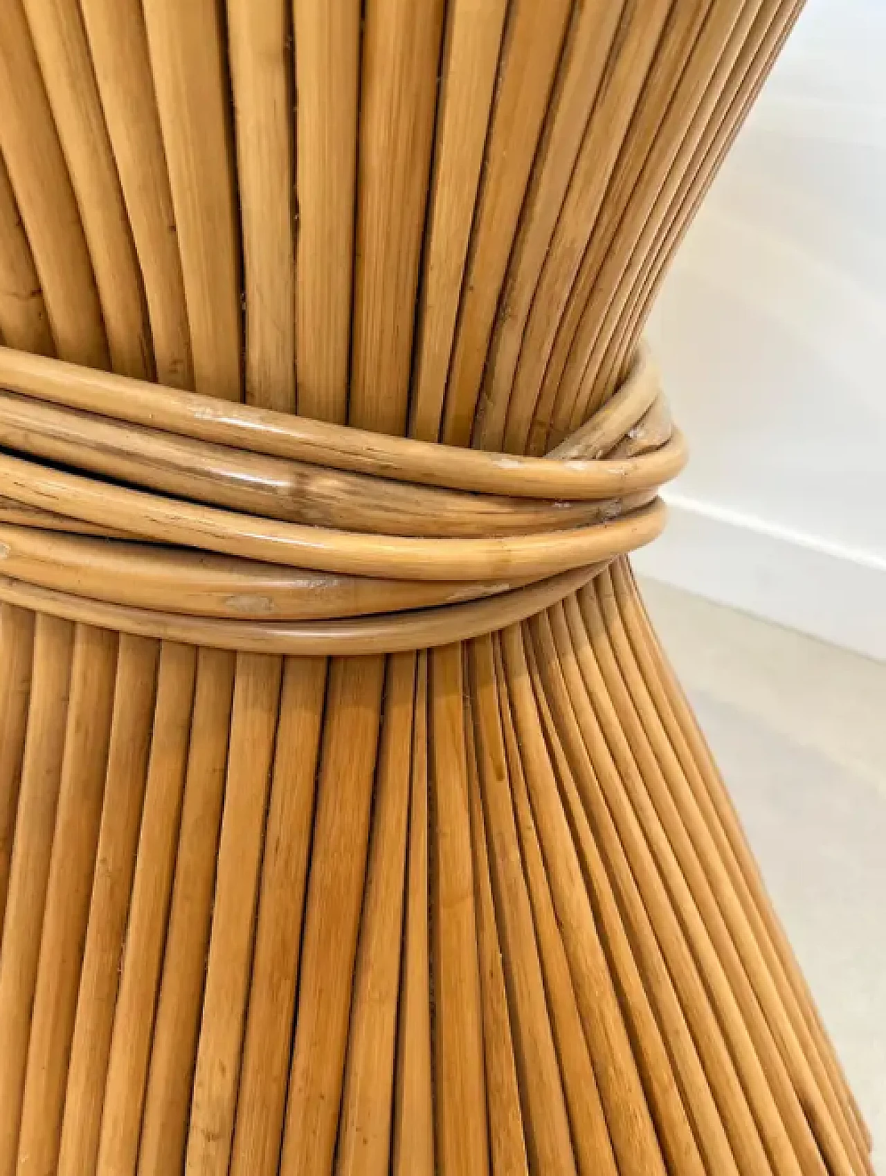 Elinor Mc Guire, Wheat Sheaf table, glass top and bamboo base, 1970s 9