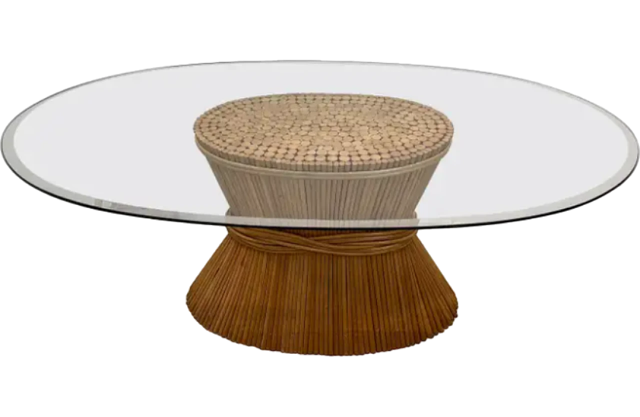 Elinor Mc Guire, Wheat Sheaf table, glass top and bamboo base, 1970s 12