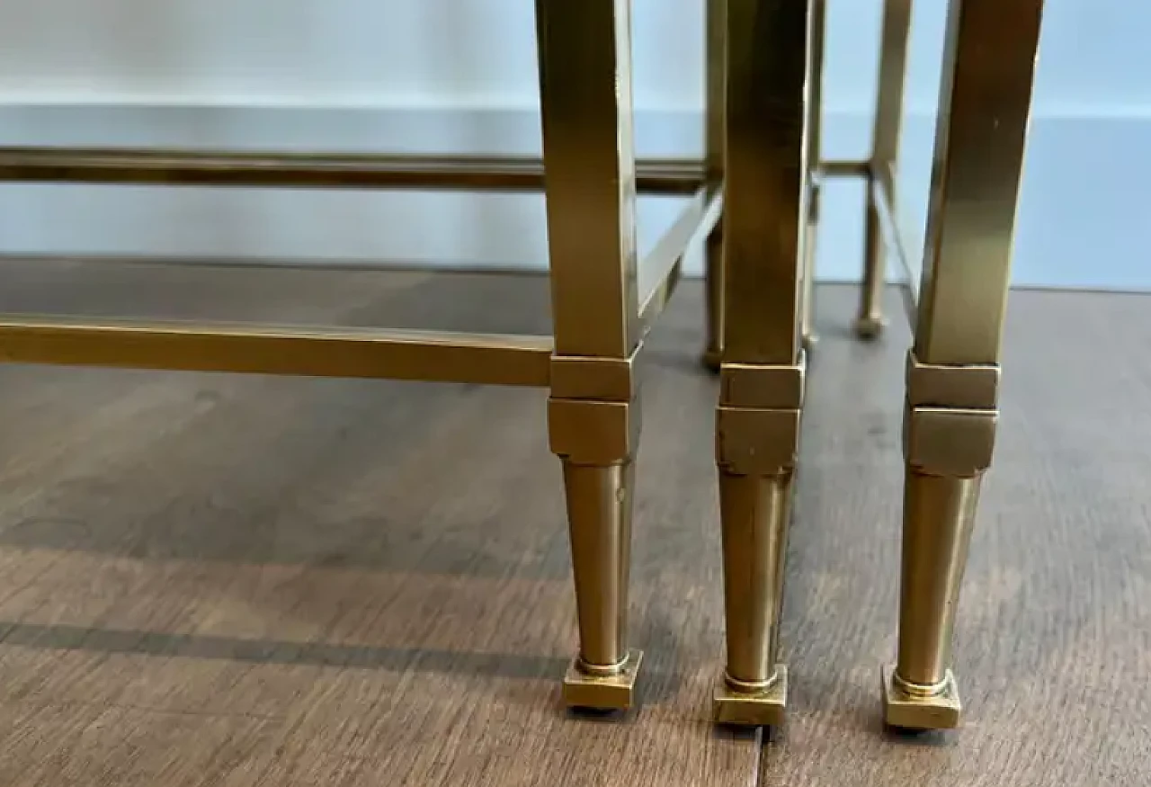 3 Neoclassical brass nesting tables by Maison Ramsay, 1940s 11