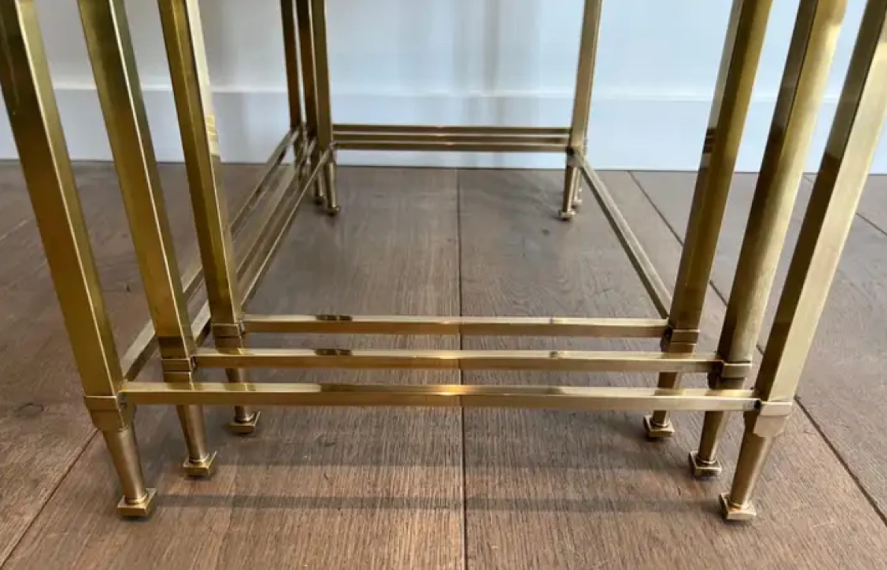 3 Neoclassical brass nesting tables by Maison Ramsay, 1940s 14