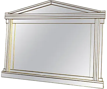 Domus large mirror in wood and gilded plexiglass, 1970s