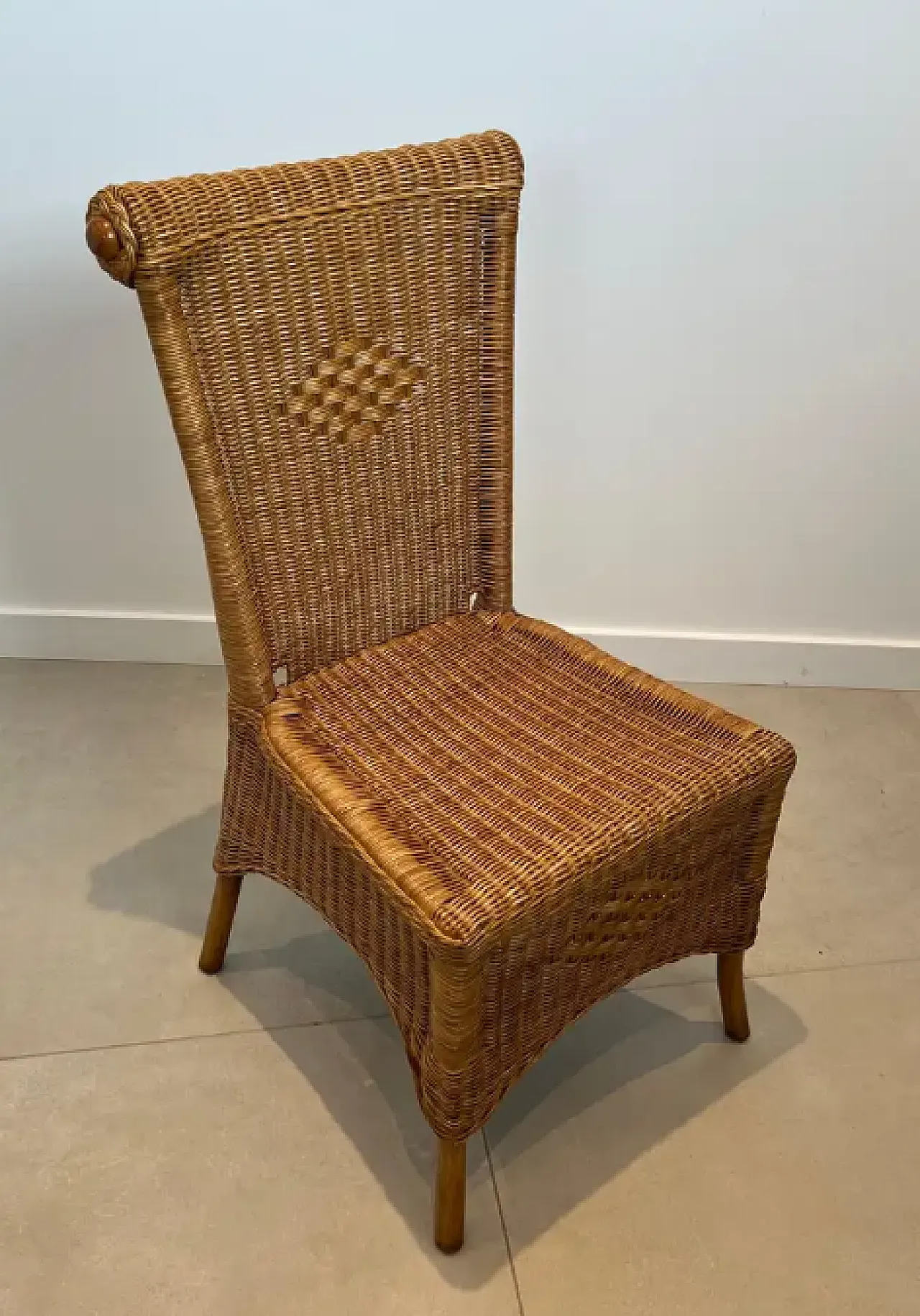 6 Rattan and wood chairs, 1970s 4