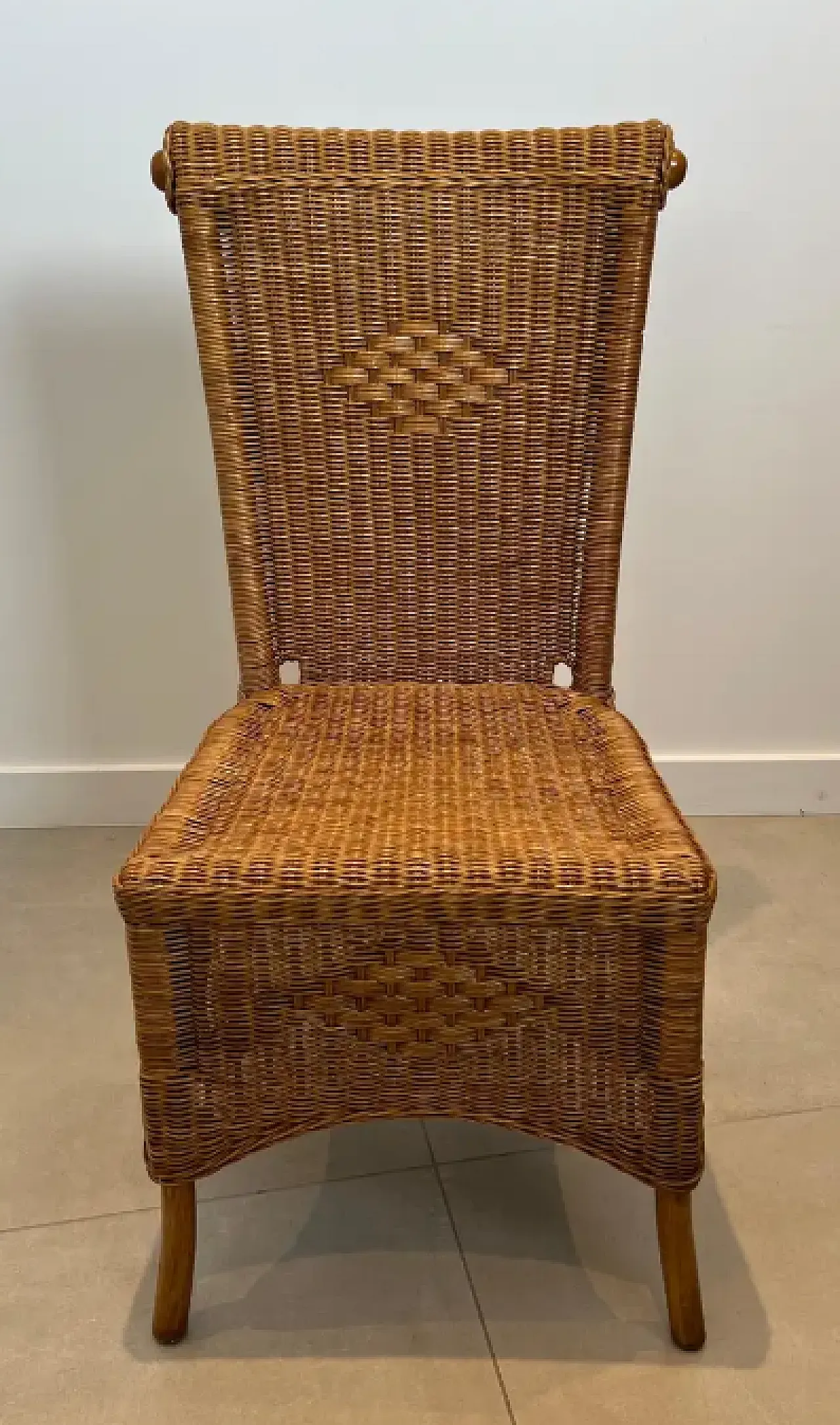 6 Rattan and wood chairs, 1970s 5