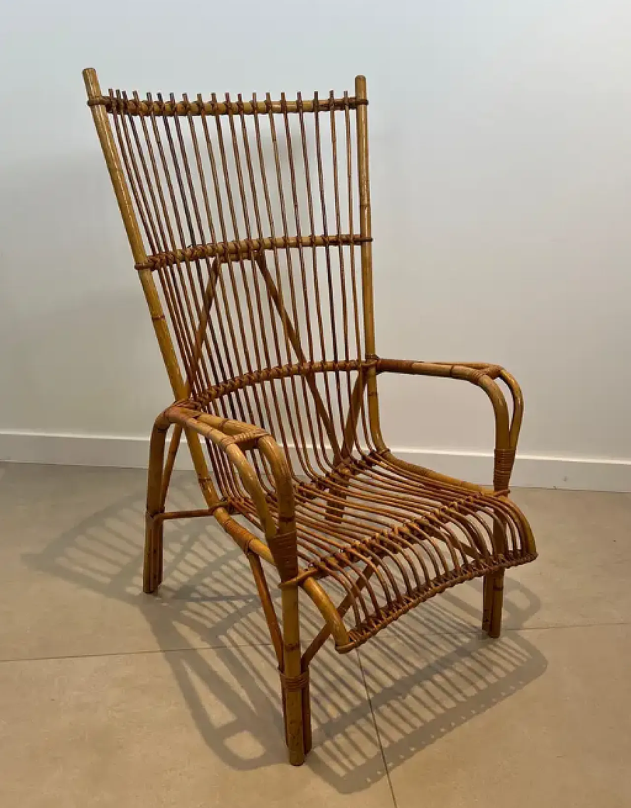 Pair of design rattan armchairs, 1950s 3