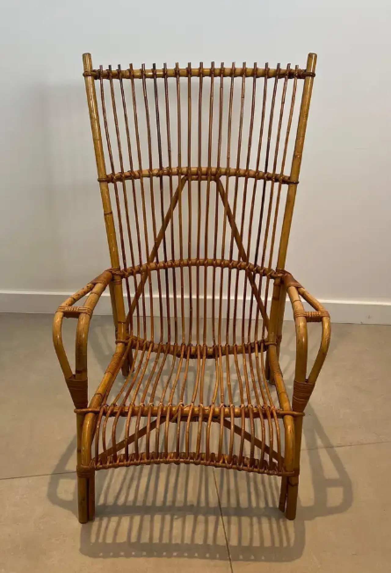 Pair of design rattan armchairs, 1950s 4