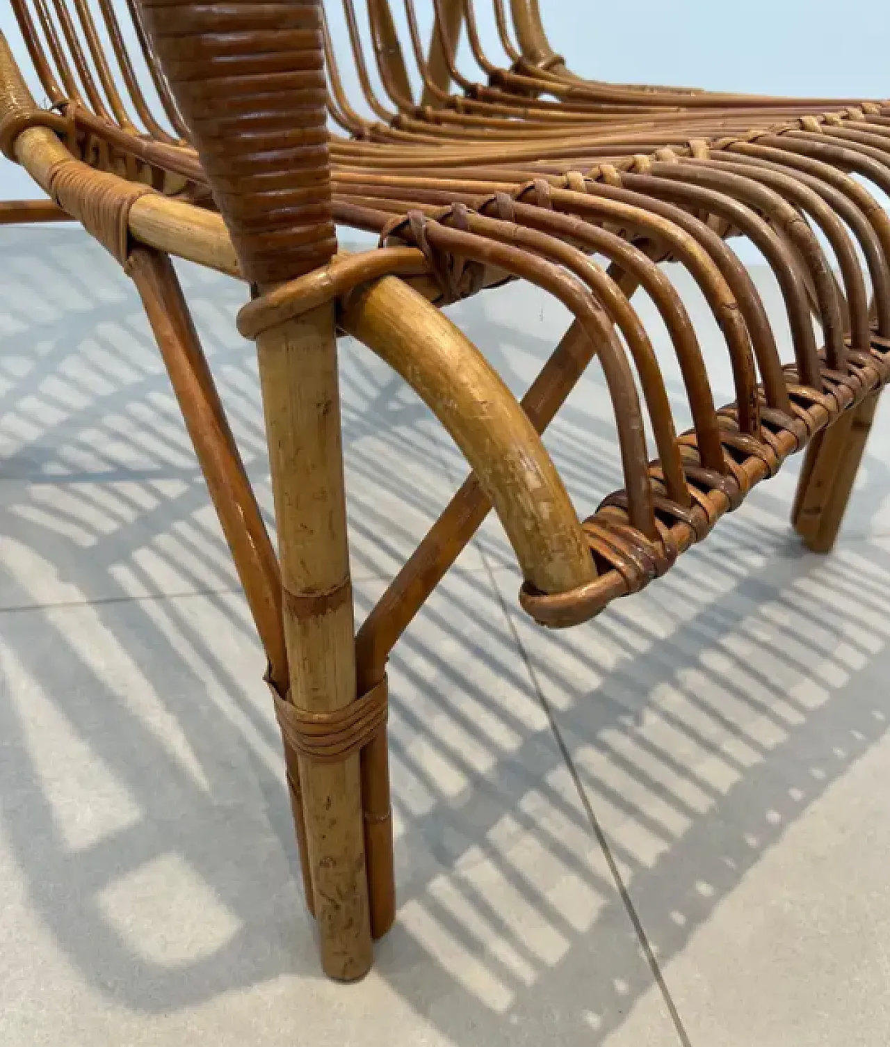 Pair of design rattan armchairs, 1950s 8