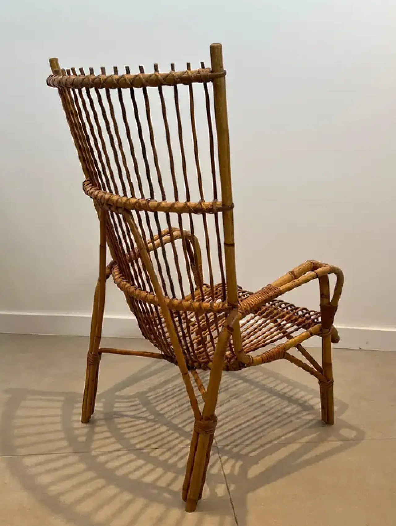 Pair of design rattan armchairs, 1950s 10