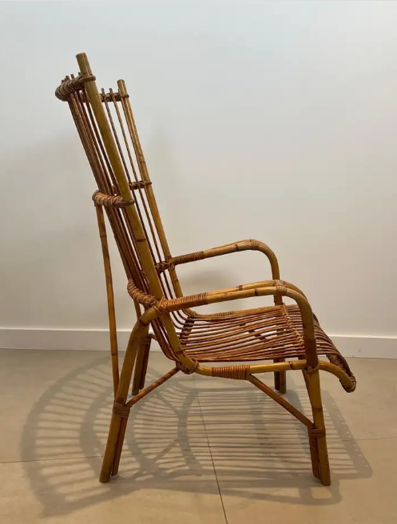 Pair of design rattan armchairs, 1950s 11