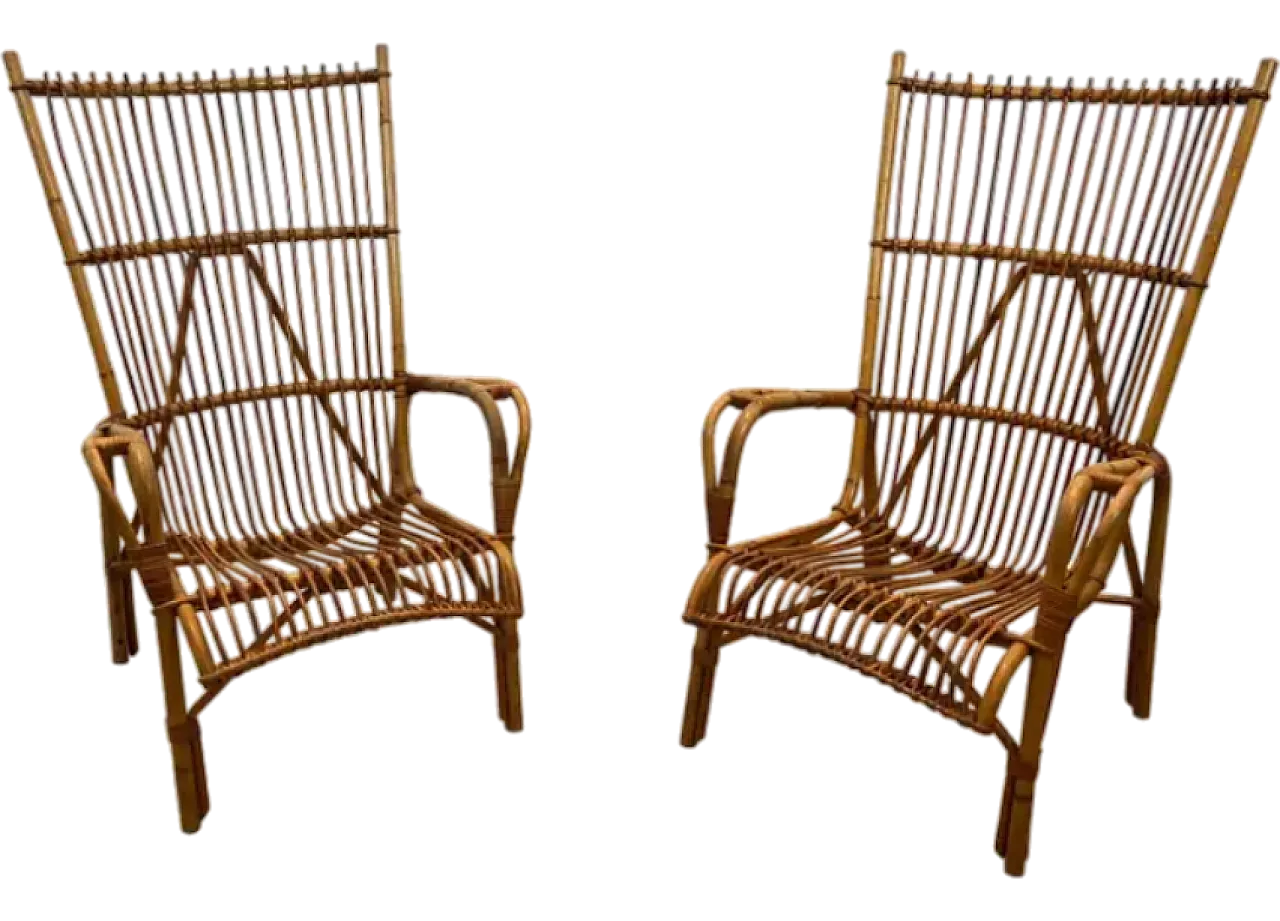 Pair of design rattan armchairs, 1950s 16