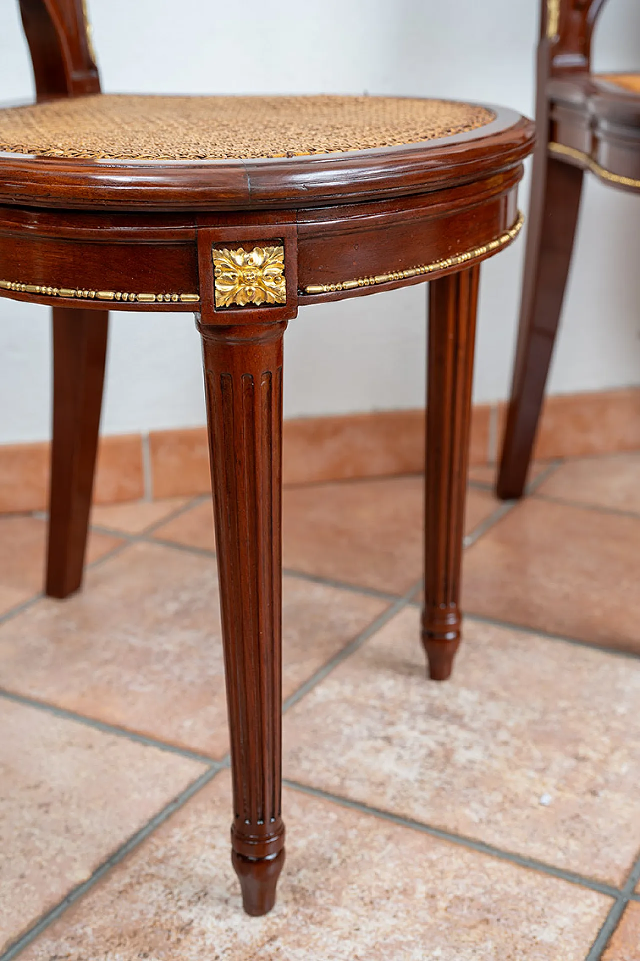 Group of six antique Napoleon III chairs in solid mahogany with in 3