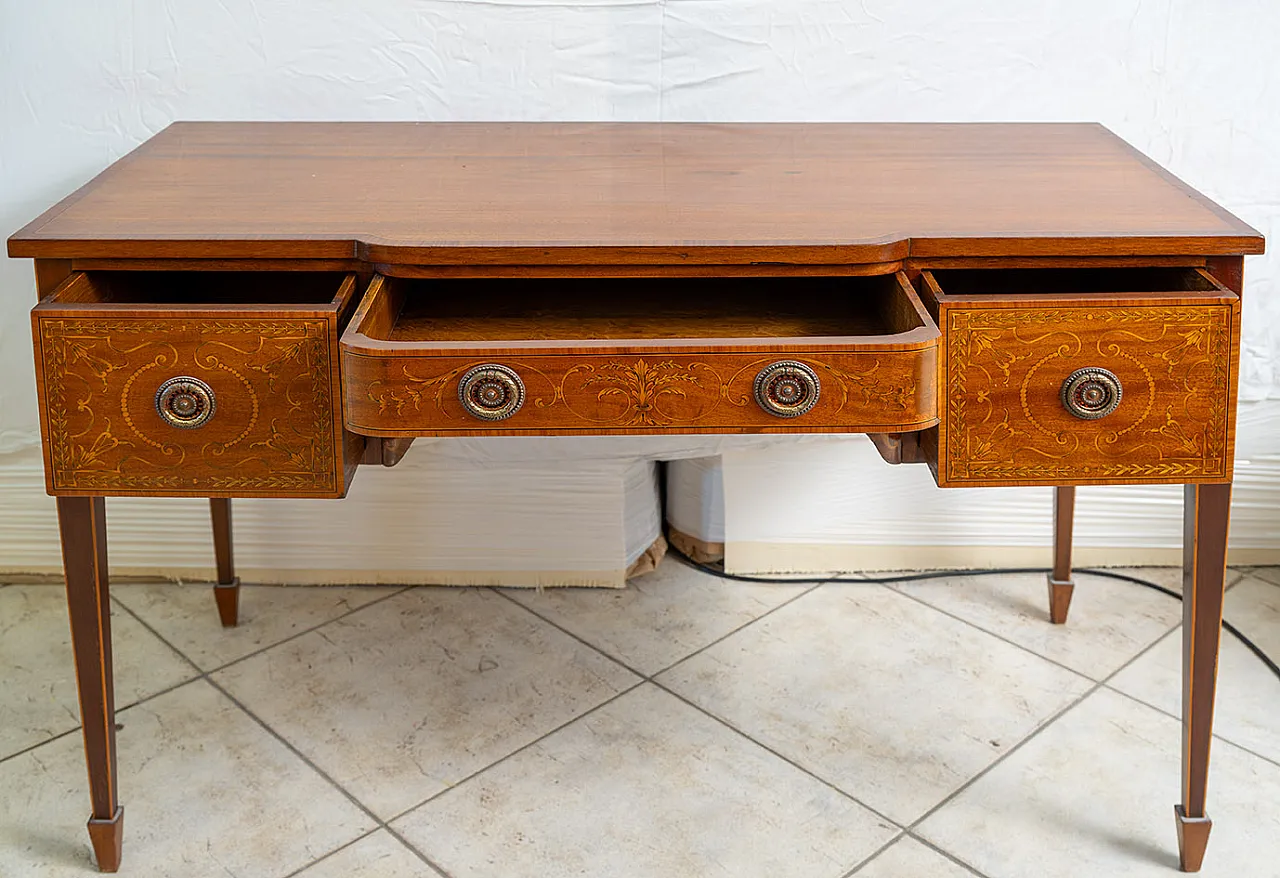 Liberty desk in mahogany with maple inlay inserts, 20th century 6