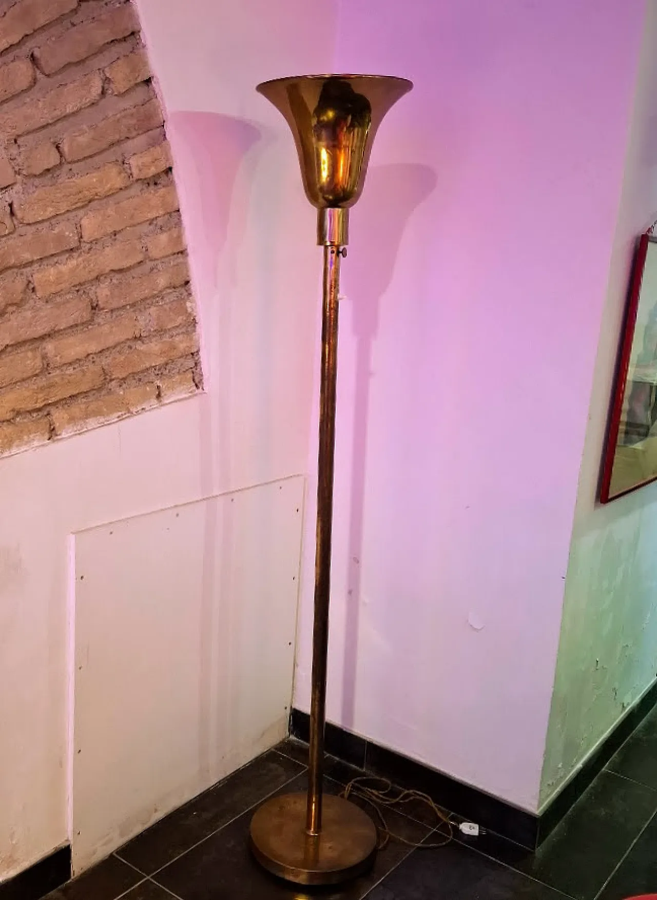 Lampada da terra art decò' in ottone anni 40 2