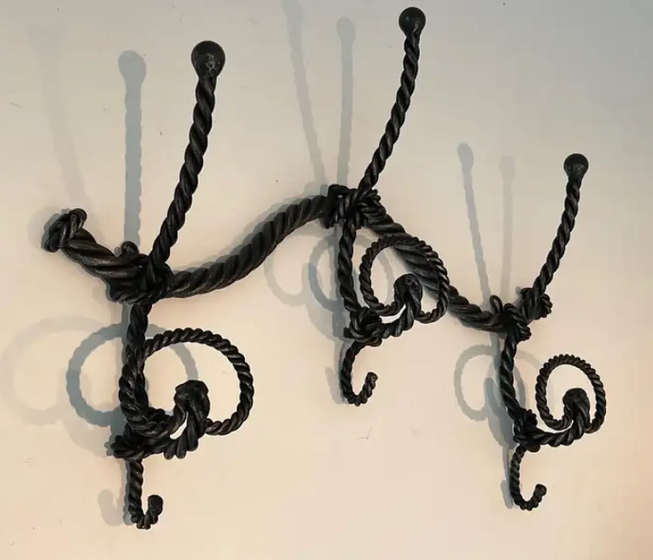 Twisted wrought iron coat rack, 1940s 3