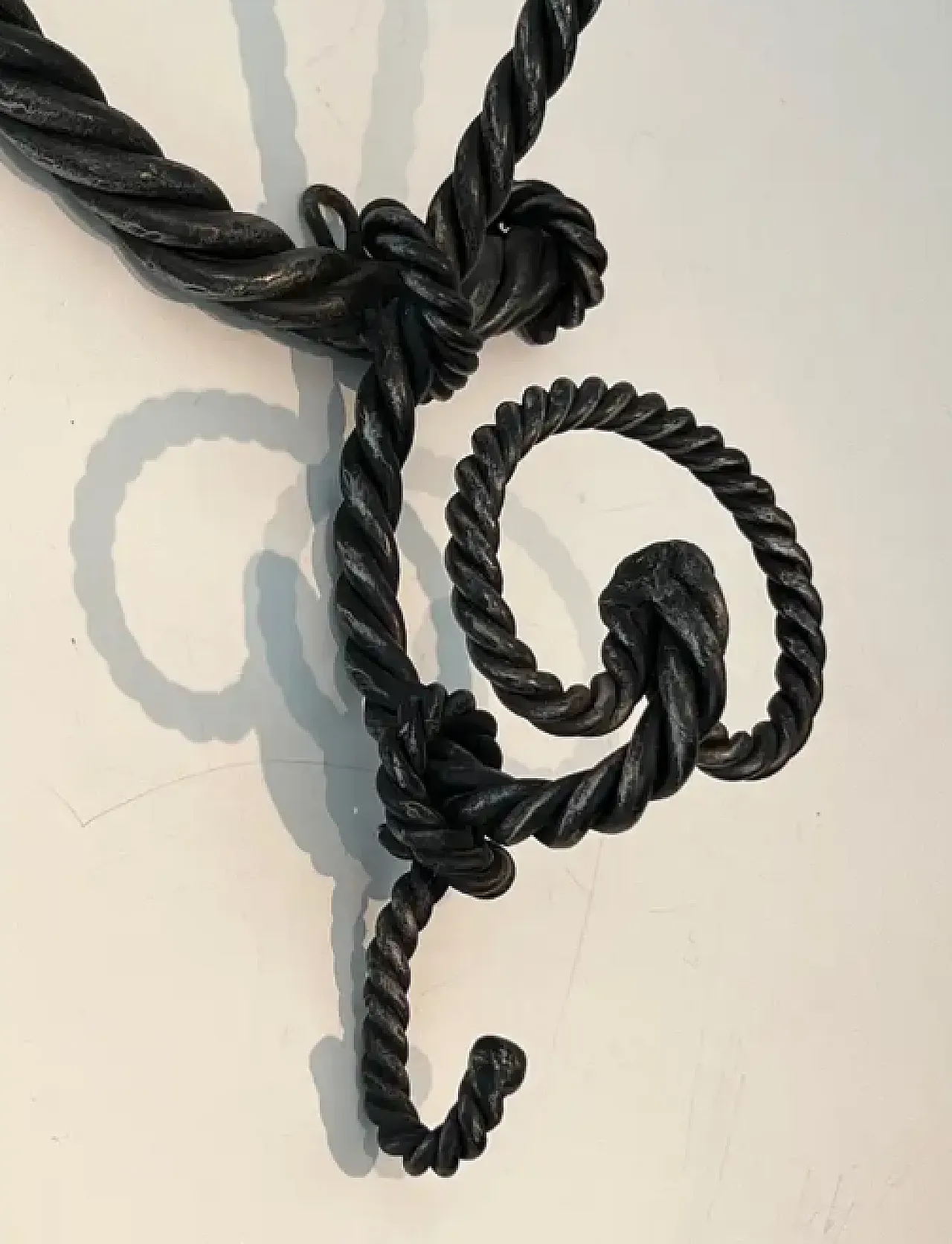 Twisted wrought iron coat rack, 1940s 9