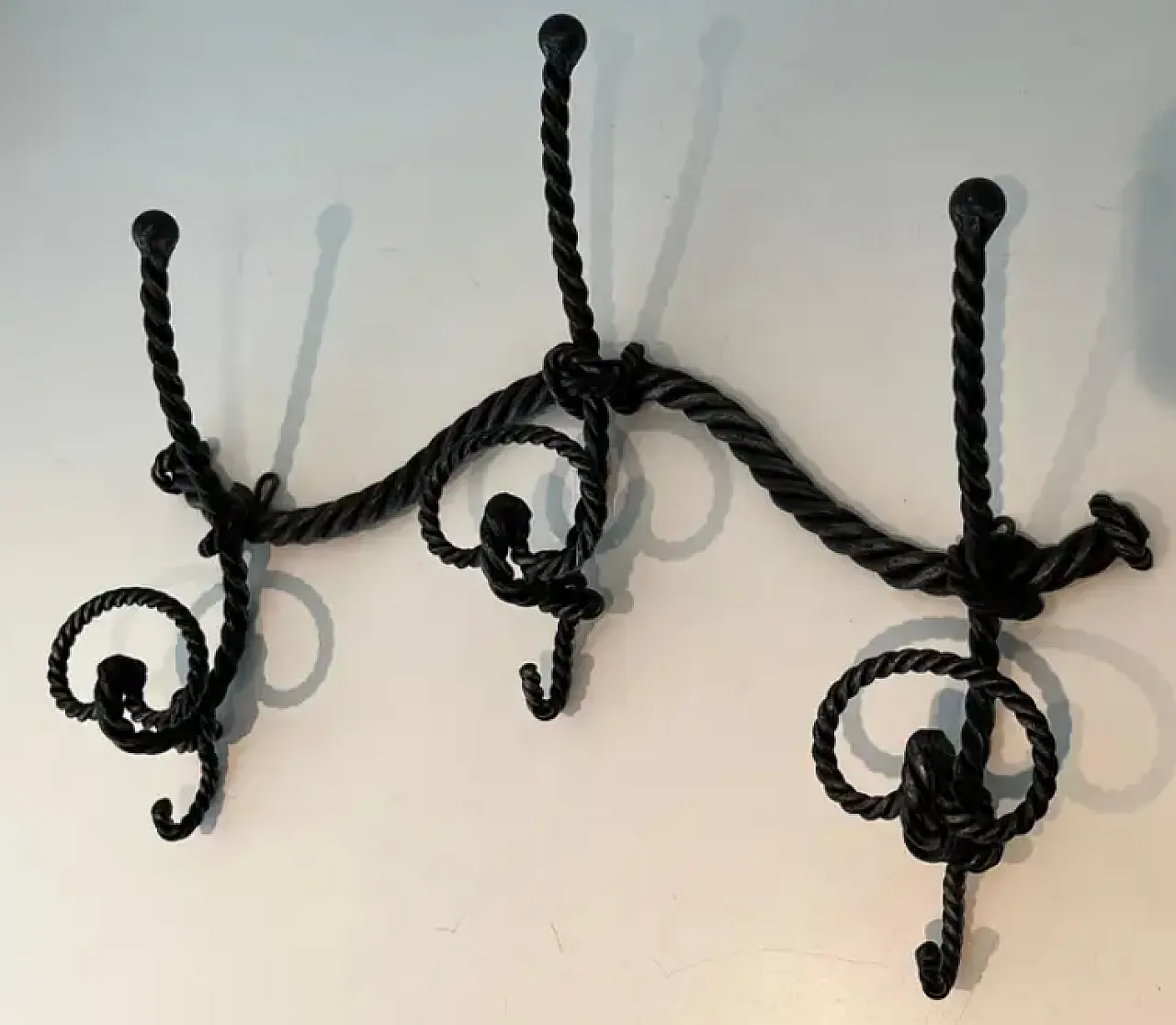 Twisted wrought iron coat rack, 1940s 10