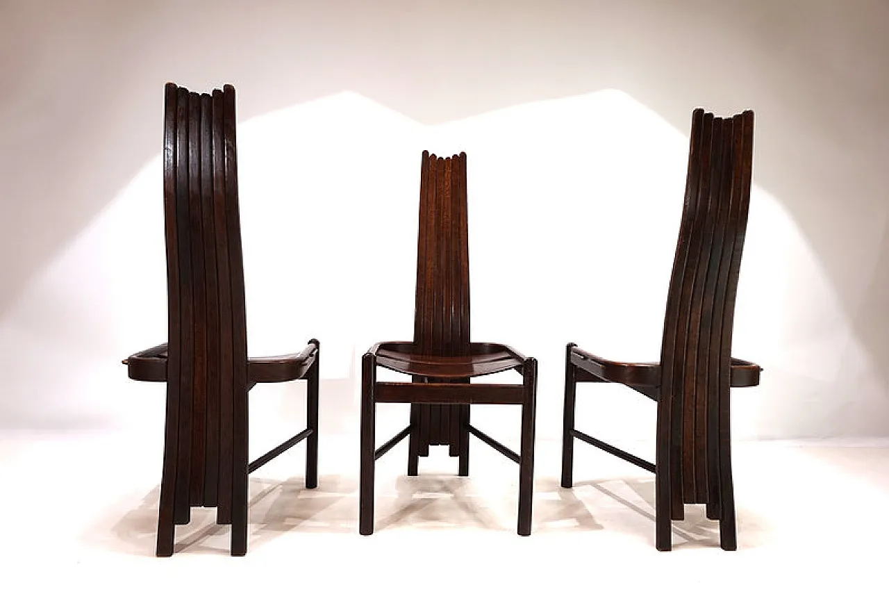 3 Allmilmö brutalist oak dining chairs, 1980s 10