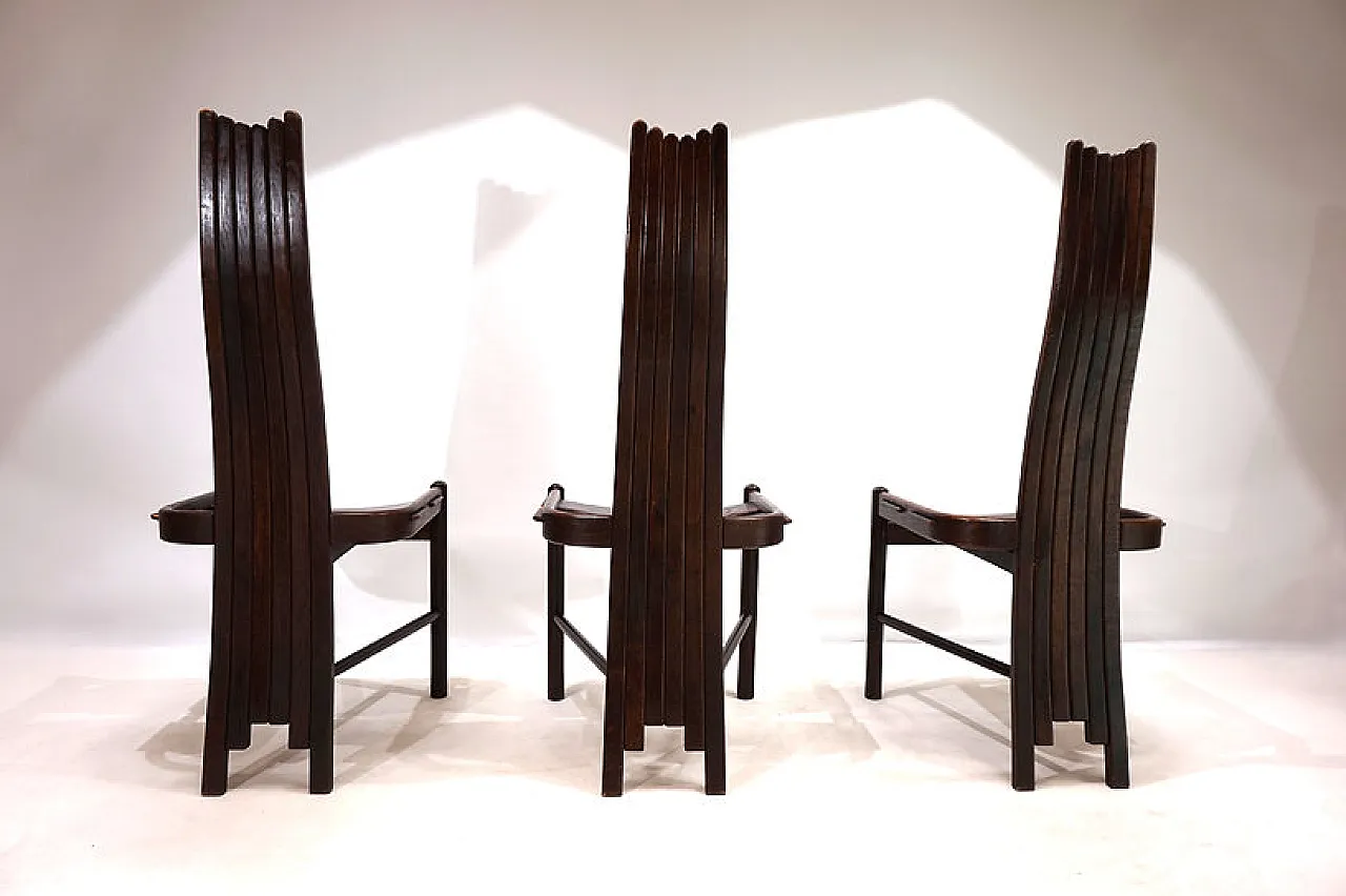 3 Allmilmö brutalist oak dining chairs, 1980s 12