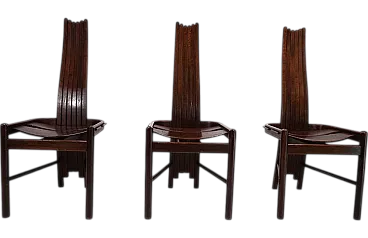 3 Allmilmö brutalist oak dining chairs, 1980s