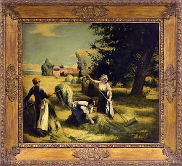 Scene by Emilio Pergola, oil on framed canvas, 1990s