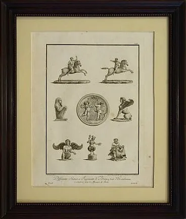 Bronze Statues and Fragments of Herculaneum, etching, 19th century