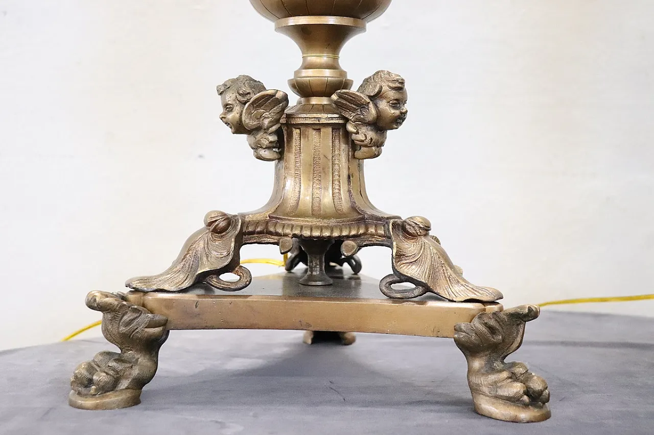 Pair of large electrified bronze candelabra with angels, 19th century 4