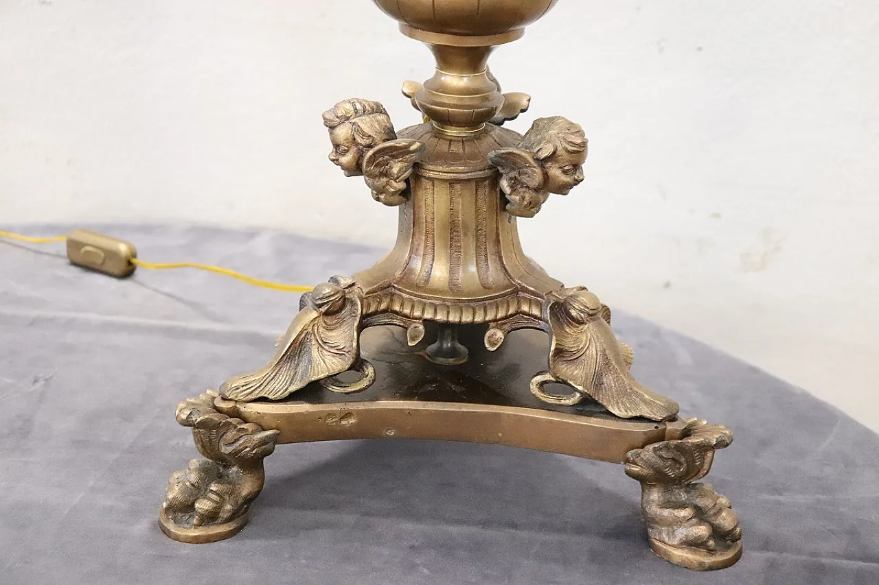 Pair of large electrified bronze candelabra with angels, 19th century 8