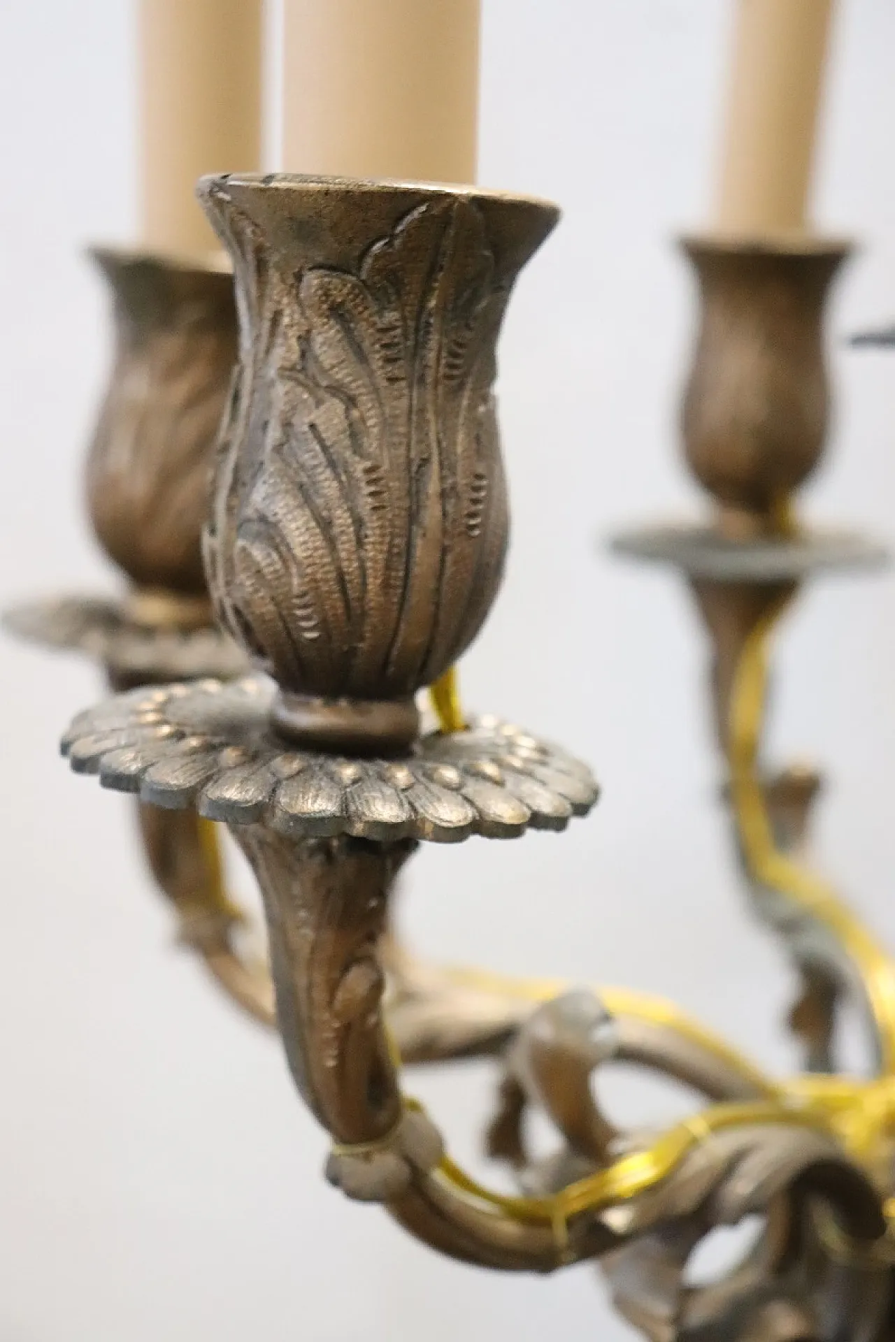 Pair of large electrified bronze candelabra with angels, 19th century 17