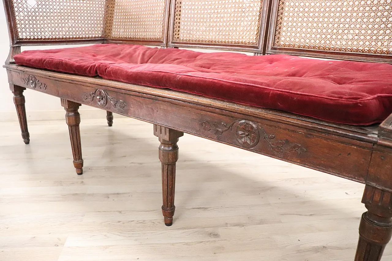 Louis XVI living room set in walnut and Vienna straw, 18th century 7